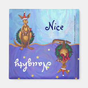 Kangaroo Christmas Starry Night Magnet