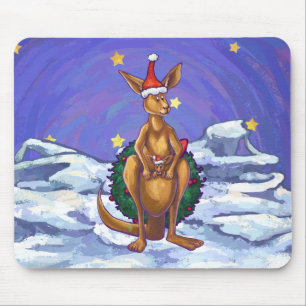Kangaroo Christmas Starry Night Mouse Pad