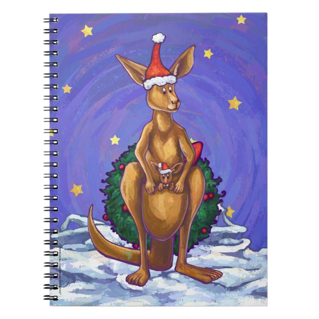 Kangaroo Christmas Starry Night Notebook (Front)