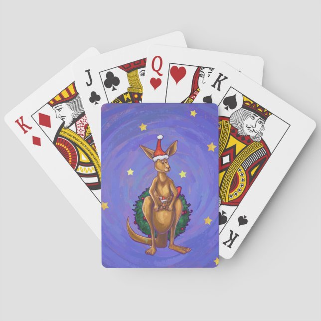 Kangaroo Christmas Starry Night Poker Cards (Back)
