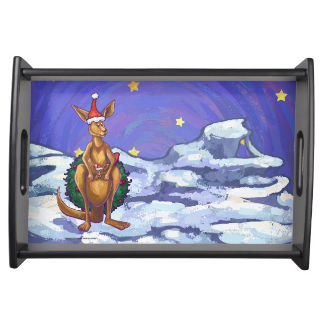 Kangaroo Christmas Starry Night Serving Tray (Front)