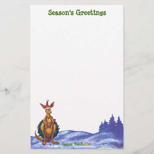 Kangaroo Christmas Starry Night Stationery