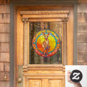 Kangaroo Colorful Watercolor Faux Stained Glass Window Cling