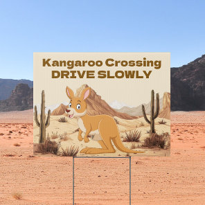 Kangaroo Crossing Drive Slowly Wildlife Yard Sign