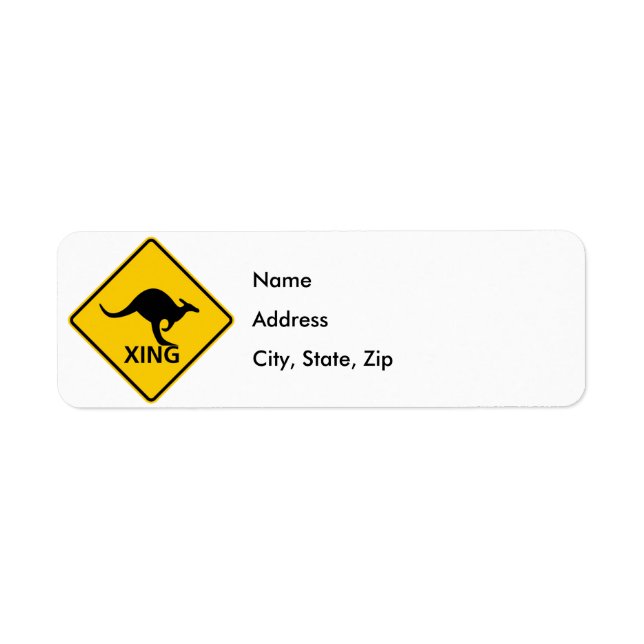 Kangaroo Crossing Highway Sign Label (Front)