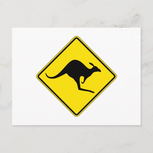 Kangaroo Crossing Traffic Warning Sign Australia Postcard