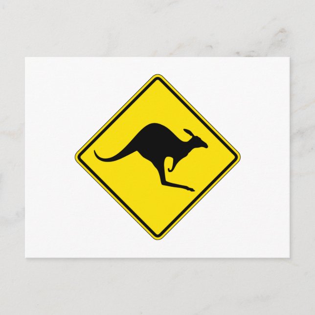Kangaroo Crossing, Traffic Warning Sign, Australia Postcard (Front)