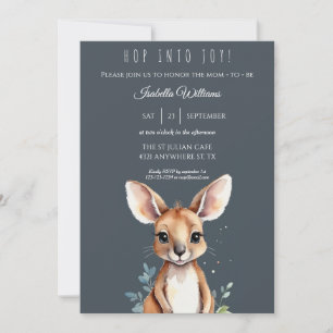 Kangaroo Cute Watercolor Elegant Baby Shower Invitation