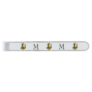Kangaroo Design Monogrammed Silver Finish Tie Bar