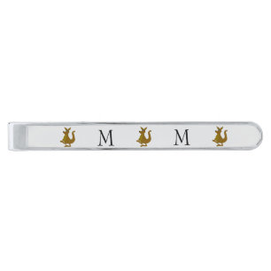 Kangaroo Design Monogrammed Silver Finish Tie Bar