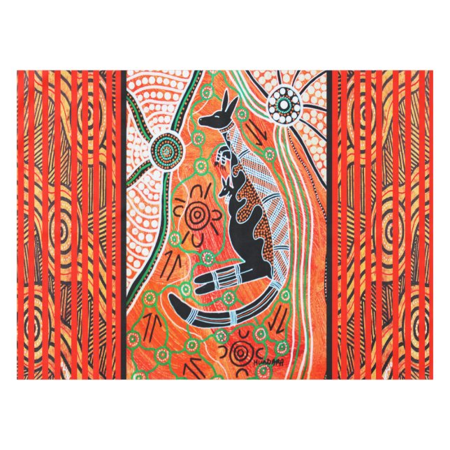 Kangaroo Dreaming Aboriginal Art Tablecloth (Front (Horizontal))