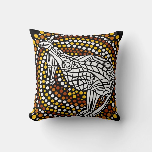 Kangaroo Dreamtime Throw Pillow (Front)