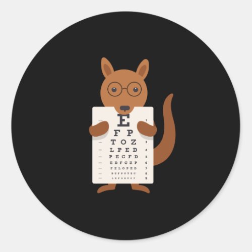 Kangaroo eye chart classic round sticker