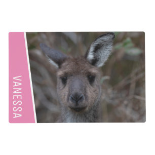 Kangaroo Face Portrait Australia Pink Girls Placemat