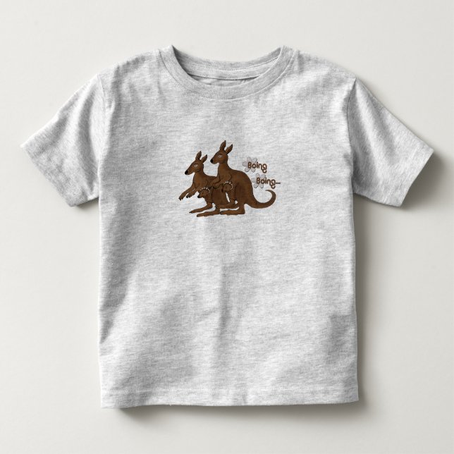 Kangaroo Family Baby in Pouch Field Trip T-Shirts (Front)
