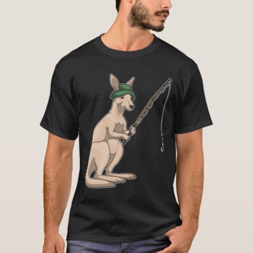 Kangaroo Fisher Fishing rod Fishing T_Shirt