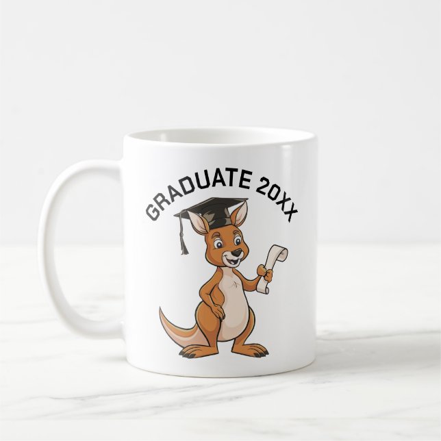 Kangaroo Graduation Personalized Coffee Mug (Left)