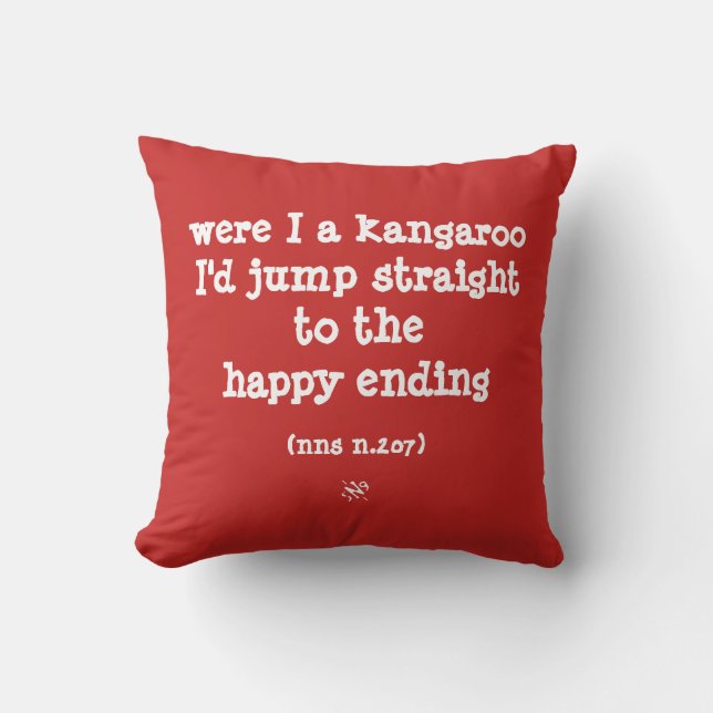 Kangaroo & happiness nonsense throw pillow (Front)