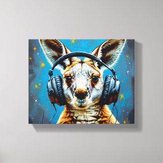 Kangaroo headphone canvas art