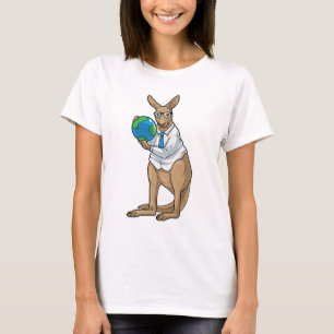 Kangaroo History Teacher Globe T-Shirt