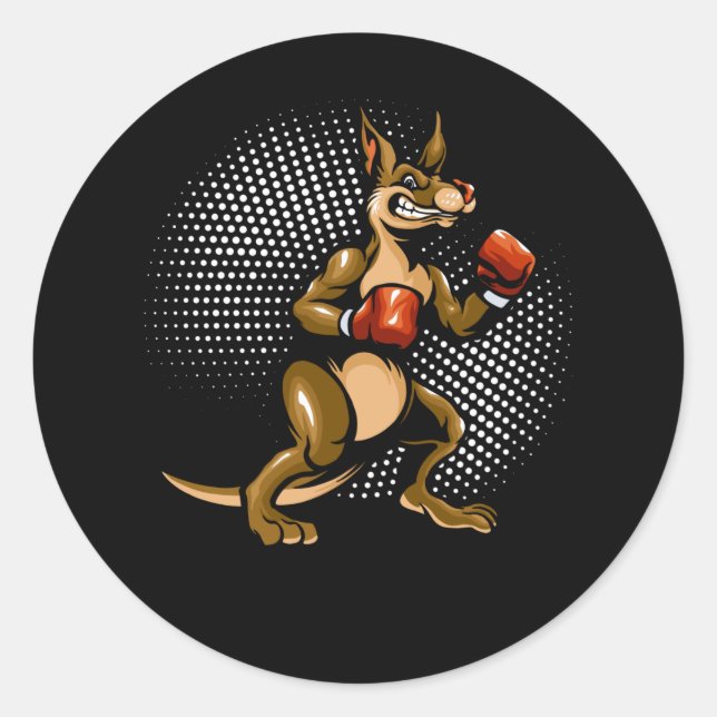 Kangaroo Humor Boxer Animal Fun Boxing Classic Round Sticker (Front)