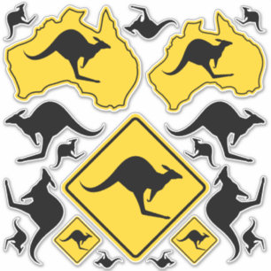 Kangaroo Icons Sticker Set