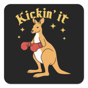 Kangaroo in simple gothic boxing square sticker