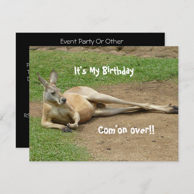 Kangaroo Invite Birthday Party (Front/Back)