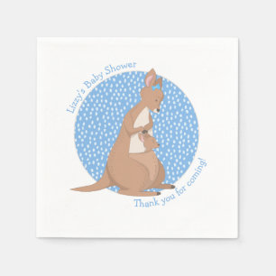 Kangaroo Joey Baby Boy Blue and Brown Shower Napkins