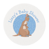 Kangaroo Joey Baby Boy Blue Shower Edible Frosting Rounds (Front)