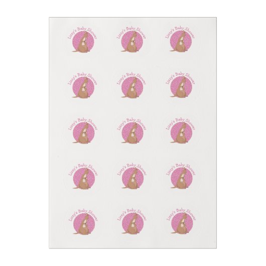 Kangaroo Joey Baby Girl Pink Shower Edible Frosting Rounds (Sheet)