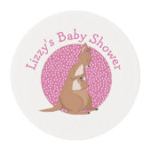 Kangaroo Joey Baby Girl Pink Shower Edible Frosting Rounds (Front)