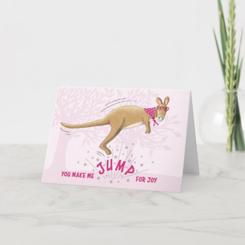 Kangaroo Jumping for Joy Valentines Day Card