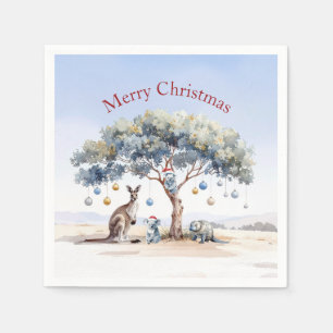 Kangaroo Koalas Platypus Christmas Gumtree Baubles Napkins