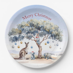 Kangaroo Koalas Platypus Christmas Gumtree Baubles Paper Plates