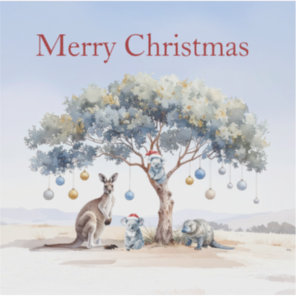 Kangaroo Koalas Platypus Christmas Gumtree Baubles Sticker