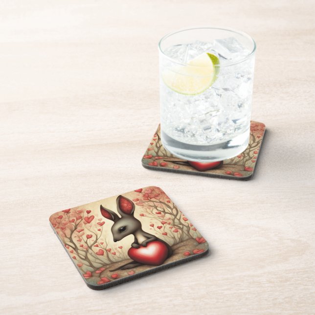 Kangaroo Love 1 Beverage Coaster (Right Side)