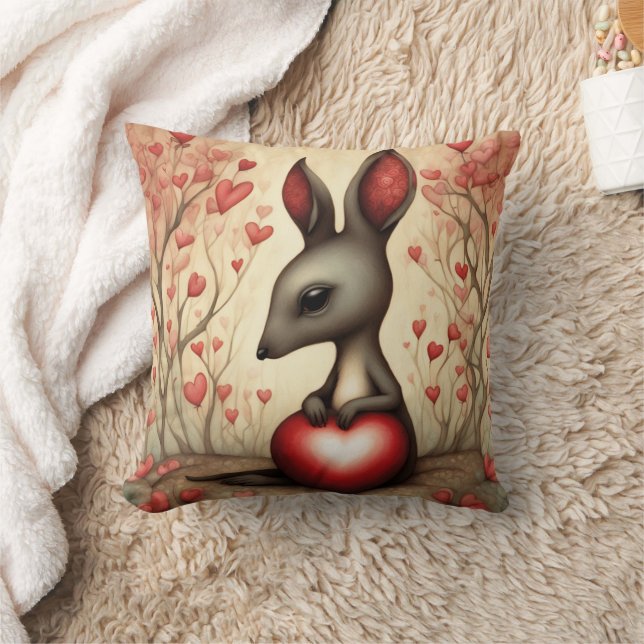 Kangaroo Love 1 Throw Pillow (Blanket)