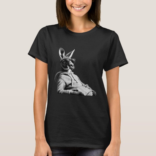 Kangaroo Lover Wildlife Motif Wallaby Animal Graph T-Shirt (Front)