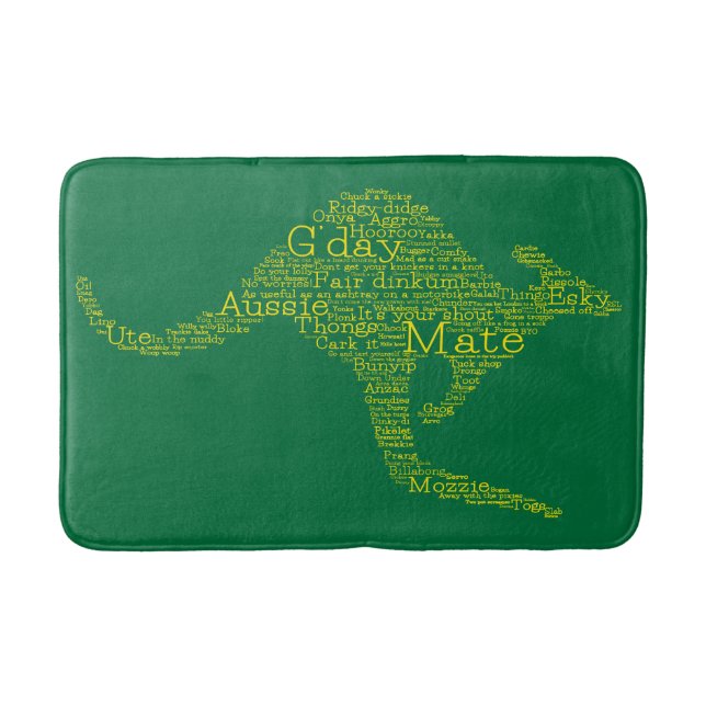 Kangaroo made of Australian slang Bathroom Mat (Front)