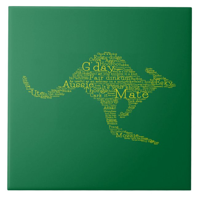 Kangaroo made of Australian slang Ceramic Tile (Front)