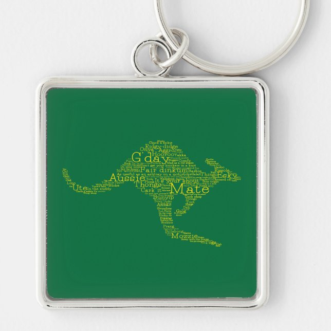 Kangaroo made of Australian slang Keychain (Front)