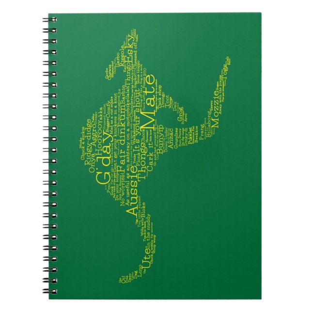 Kangaroo made of Australian slang Notebook (Front)