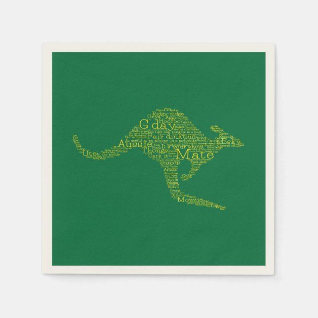 Kangaroo made of Australian slang Paper Napkins (Front)