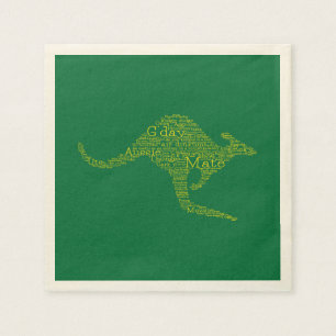 Kangaroo made of Australian slang Paper Napkins