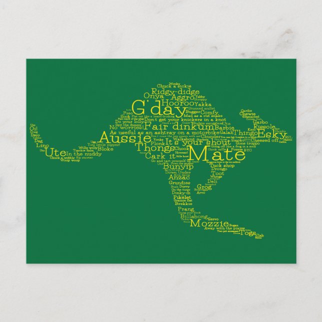 Kangaroo made of Australian slang Postcard (Front)