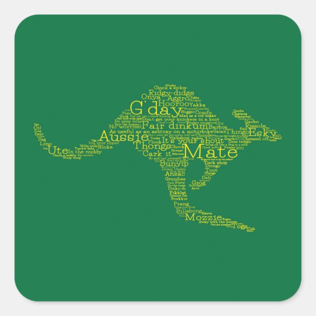 Kangaroo made of Australian slang Square Sticker (Front)
