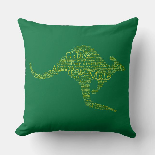 Kangaroo made of Australian slang Throw Pillow (Front)