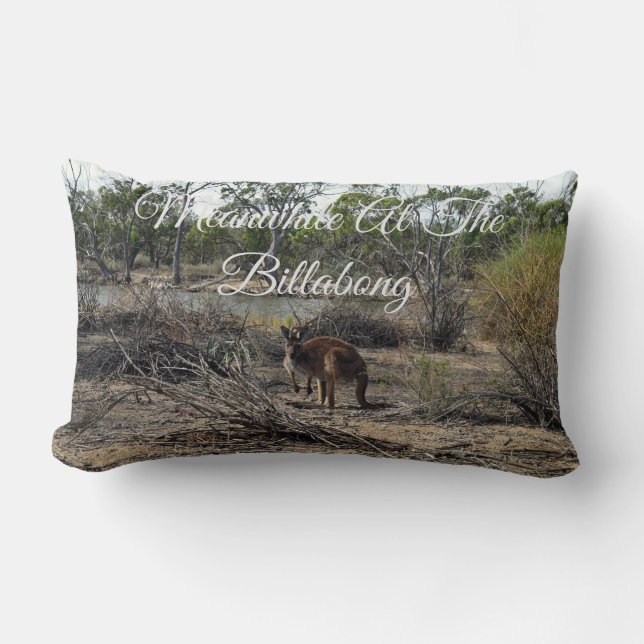 Kangaroo Meanwhile At The Billabong, Lumbar Pillow (Front)
