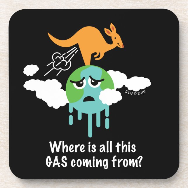 Kangaroo Methane Fart Beverage Coaster (Front)